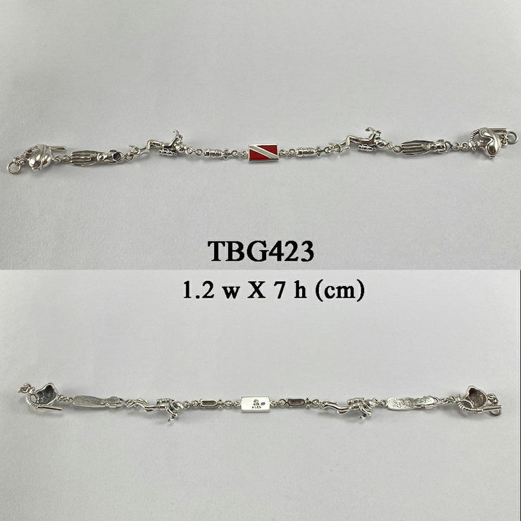 Flag and Dive Equipment Silver Bracelet TBG423