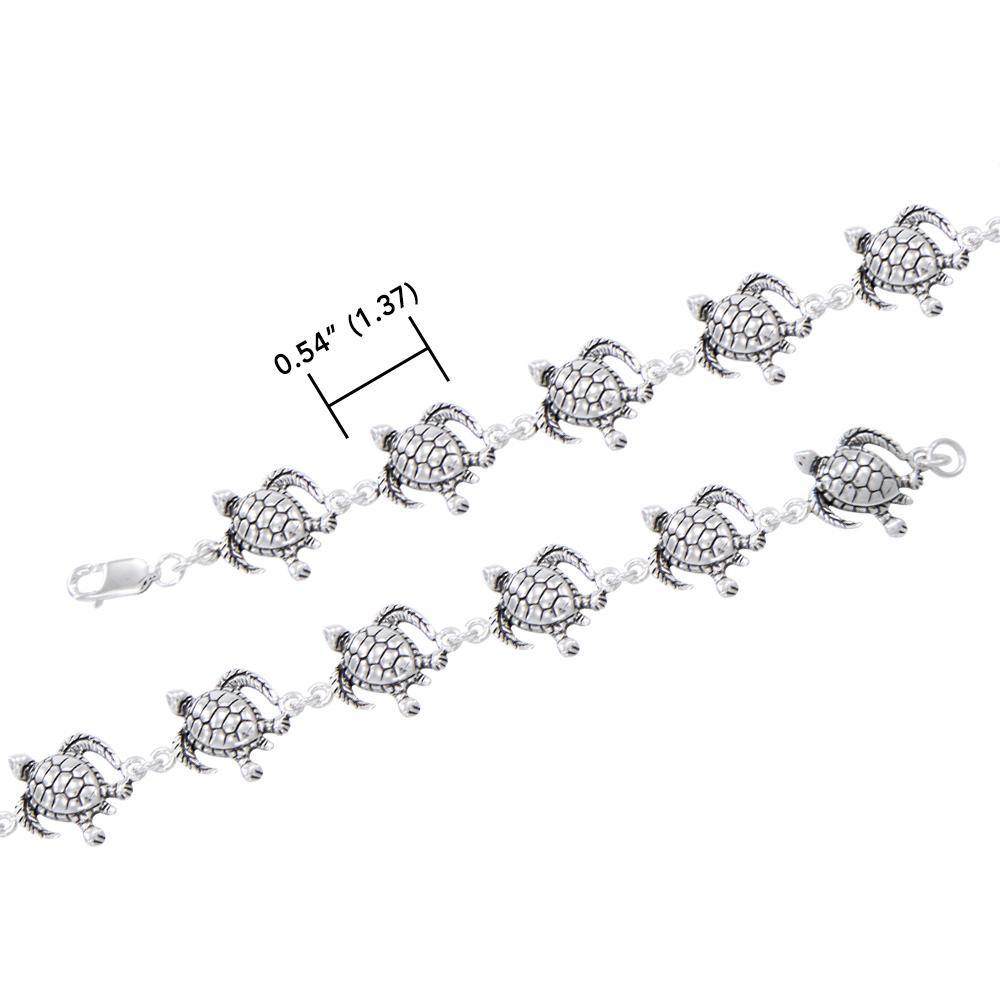 In a crowd of sea turtles ~ Sterling Silver Jewelry Link Bracelet TBG452 Bracelet