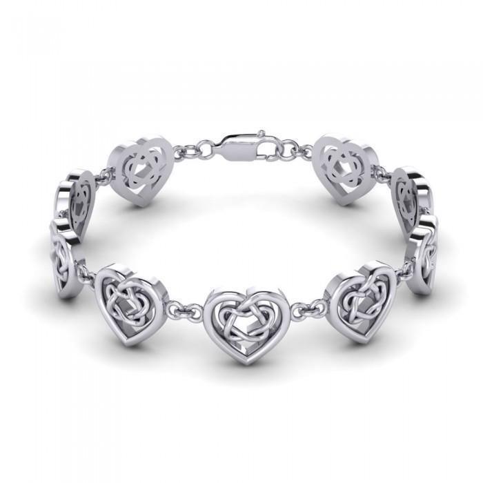 Celtic Knotwork and Hearts Silver Bracelet TBG737