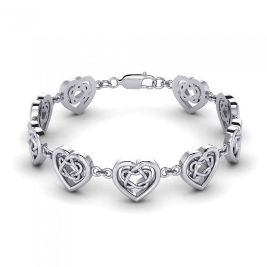 Celtic Knotwork and Hearts Silver Bracelet TBG737