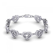Celtic Knotwork and Hearts Silver Bracelet TBG737