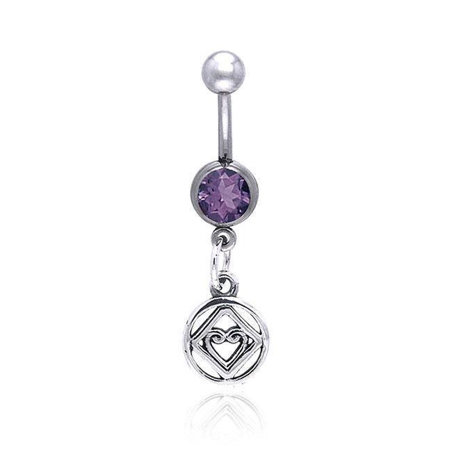 NA Hearts in Recovery Silver Belly Button Ring TBJ016 Body Jewelry