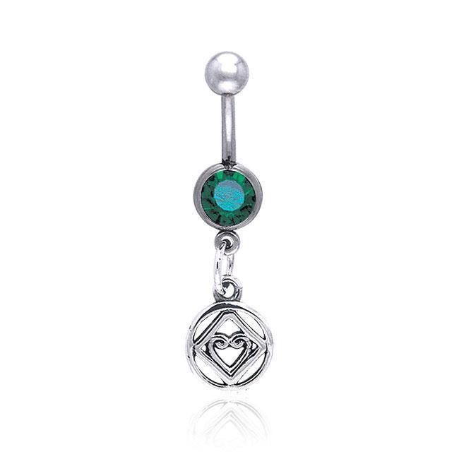 NA Hearts in Recovery Silver Belly Button Ring TBJ016 Body Jewelry