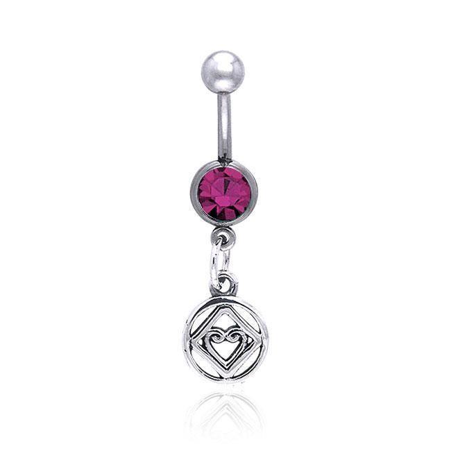 NA Hearts in Recovery Silver Belly Button Ring TBJ016 Body Jewelry