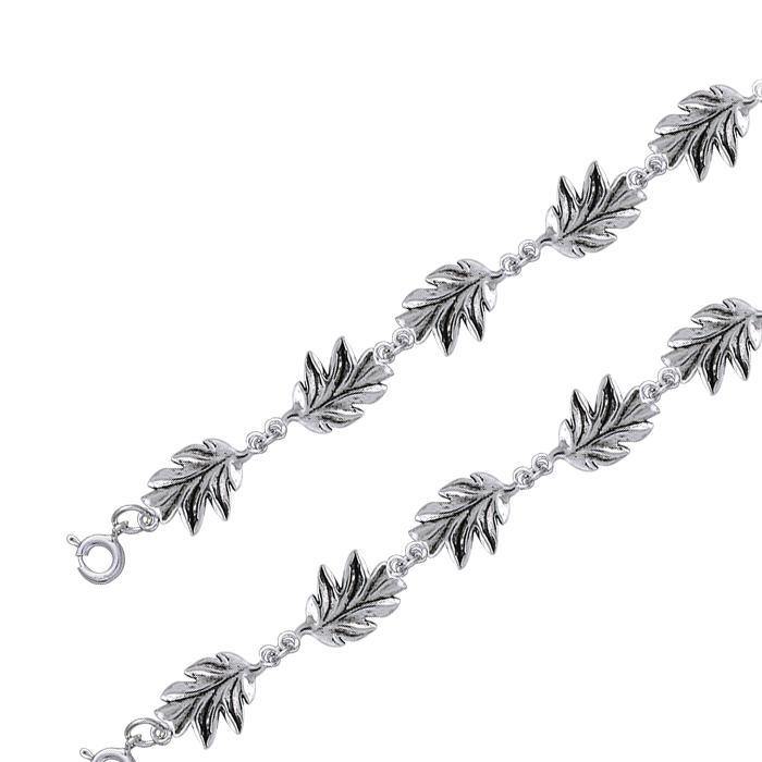 TBL024 Oak Leaves Silver Link Bracelet