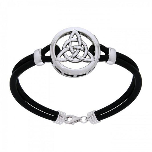 Celtic Trinity Knot Circle Leather Cord Bracelet TBL191