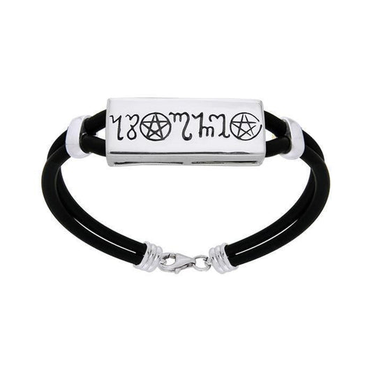 Silver Theban Handfasting The Star Leather Cord Bracelet TBL202