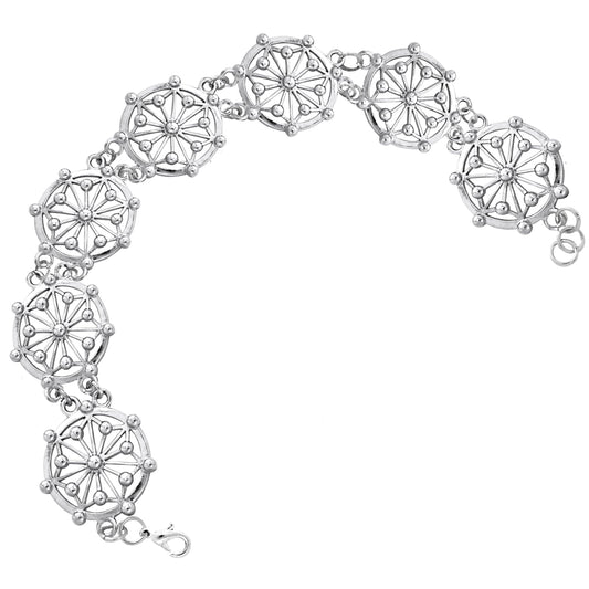 Round Tetragram Energy Symbol Silver Medallion Bracelet TBL268 - peterstone.dropshipping