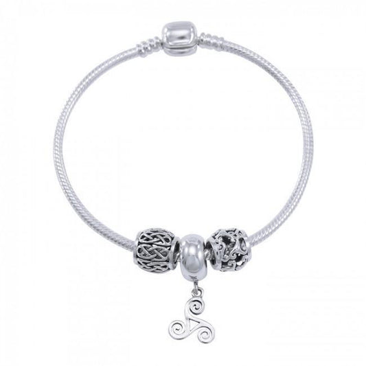 Triskele Sterling Silver Bead Bracelet TBL355