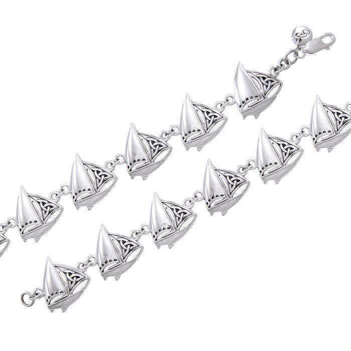 Sailboat Sterling Silver Link Bracelet TBL377