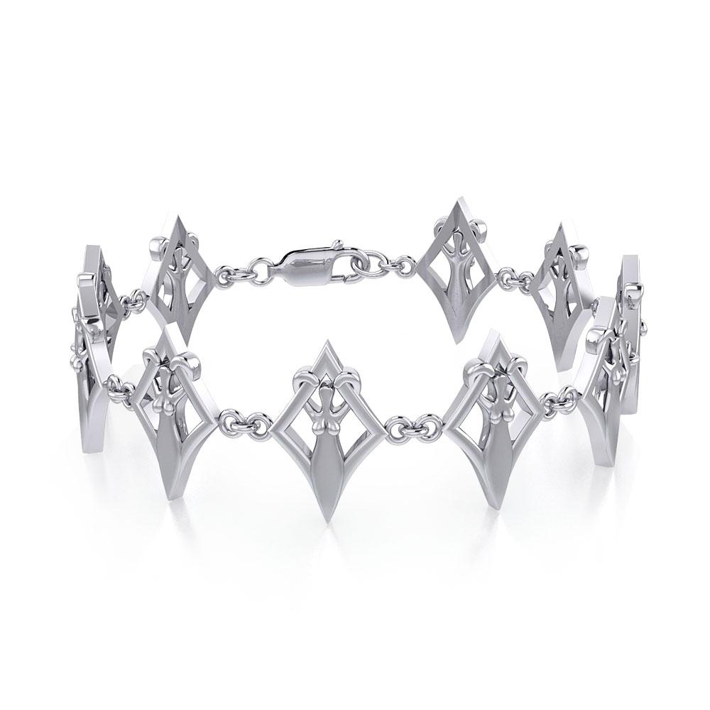 Goddess in Diamond Frame Silver Link Bracelet TBL392 - Peter Stone Wholesale