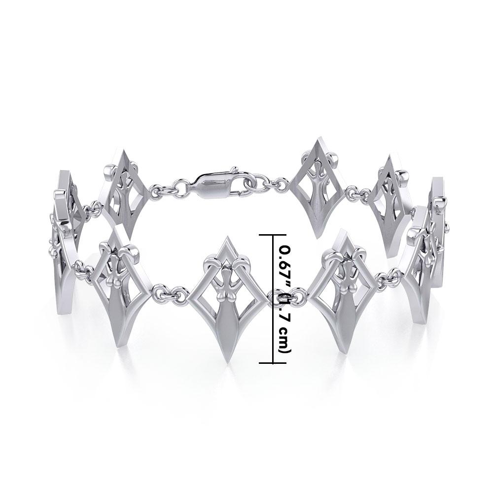 Goddess in Diamond Frame Silver Link Bracelet TBL392 - Peter Stone Wholesale