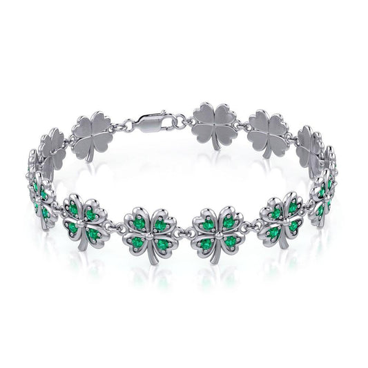 Lucky Gemstones Four Leaf Clover Silver Link Bracelet TBL396 Link Bracelet