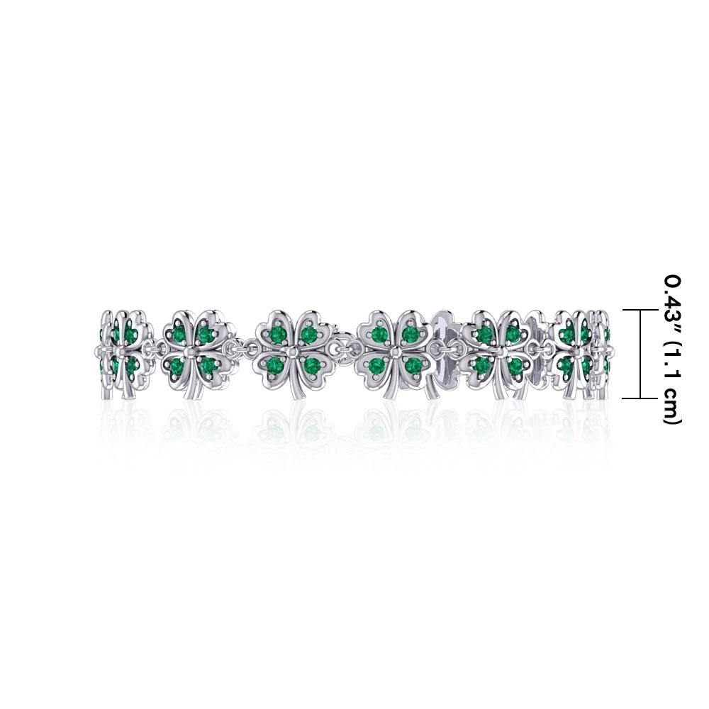 Lucky Gemstones Four Leaf Clover Silver Link Bracelet TBL396 Link Bracelet