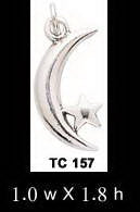 Crescent Moon and Star Silver Charm TC157