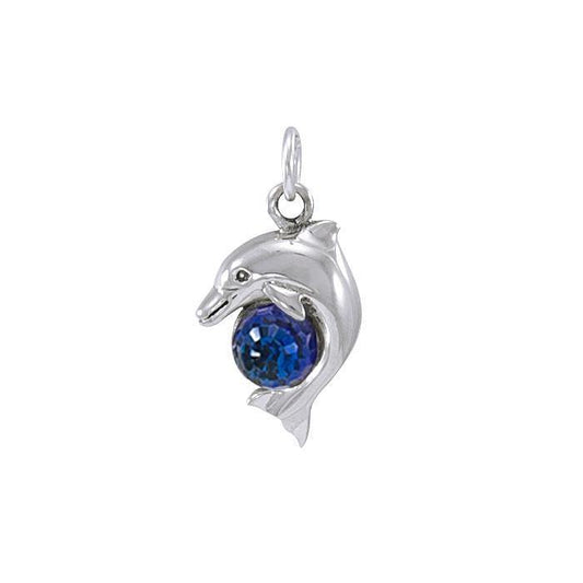 Silver Dolphin and Stone Charm TC356