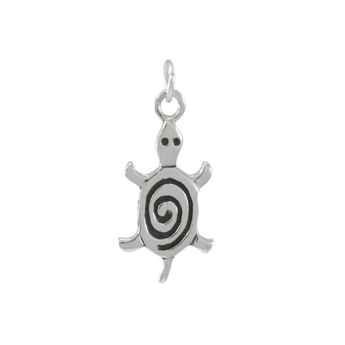 Turtle with Spiral Silver Charm TC359