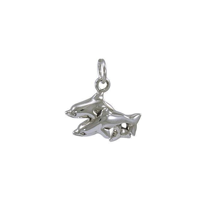 Twin Dolphins Silver Charm TC598