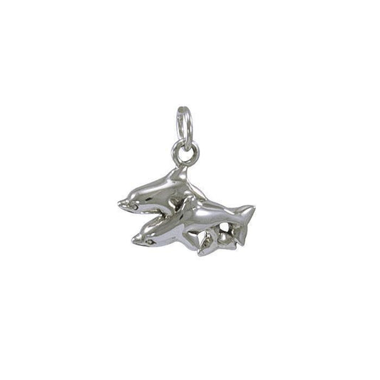Twin Dolphins Silver Charm TC598