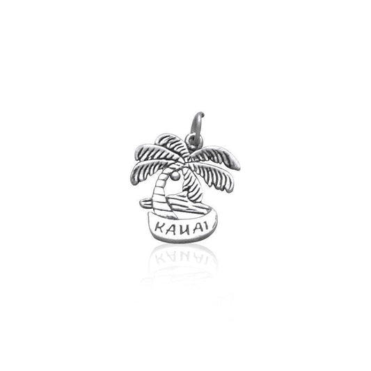 Kauai Island Coconut Tree Silver Charm TC984 - peterstone.dropshipping