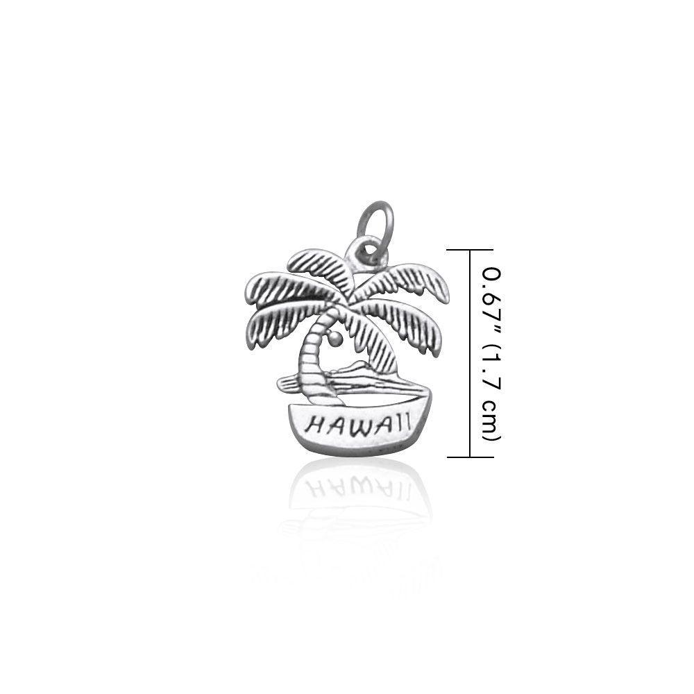 Hawaii Island Coconut Tree Silver Charm TC985 - peterstone.dropshipping