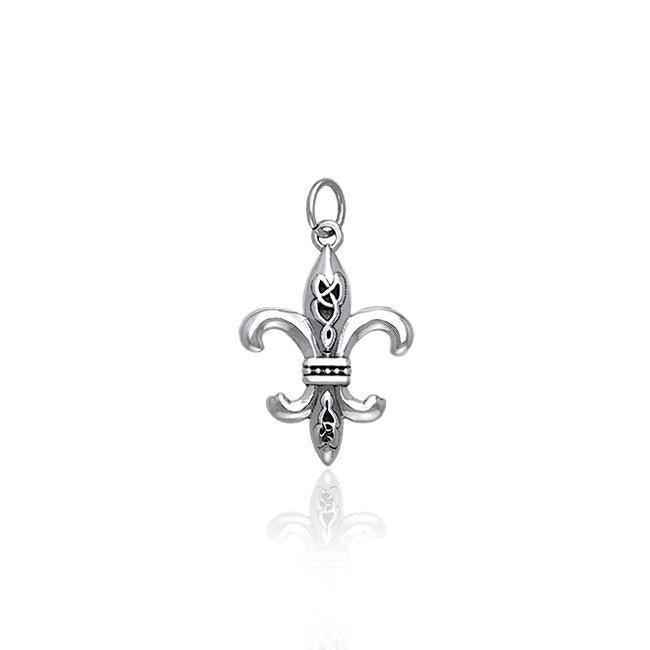 Fleur De Lis with Celtic Knot Silver Charm TCM031 Charm