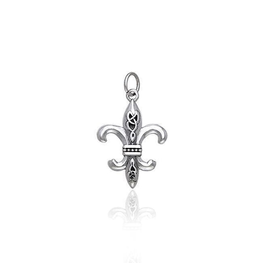 Fleur De Lis with Celtic Knot Silver Charm TCM031 Charm