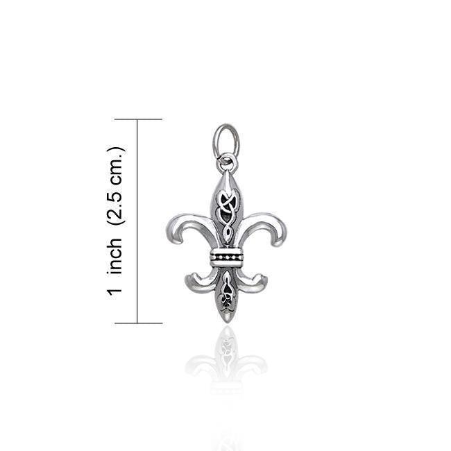Fleur De Lis with Celtic Knot Silver Charm TCM031 Charm