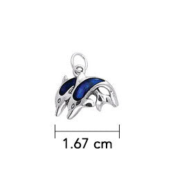 Silver and Paua Shell Twin Dolphins Charm TCM069