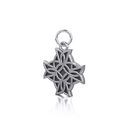 Modern Celtic Knotwork Cross Silver Charm TCM107 Charm