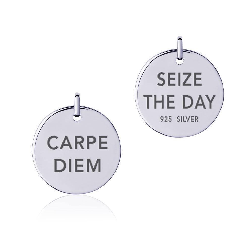 Power Word Carpe Diem Silver Disc Charm TCM317 Charm