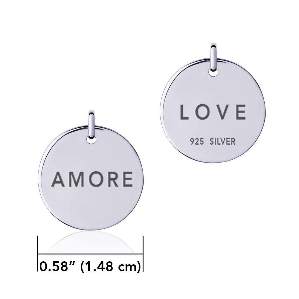 Power Word Love or Amore Silver Disc Charm TCM330 Charm