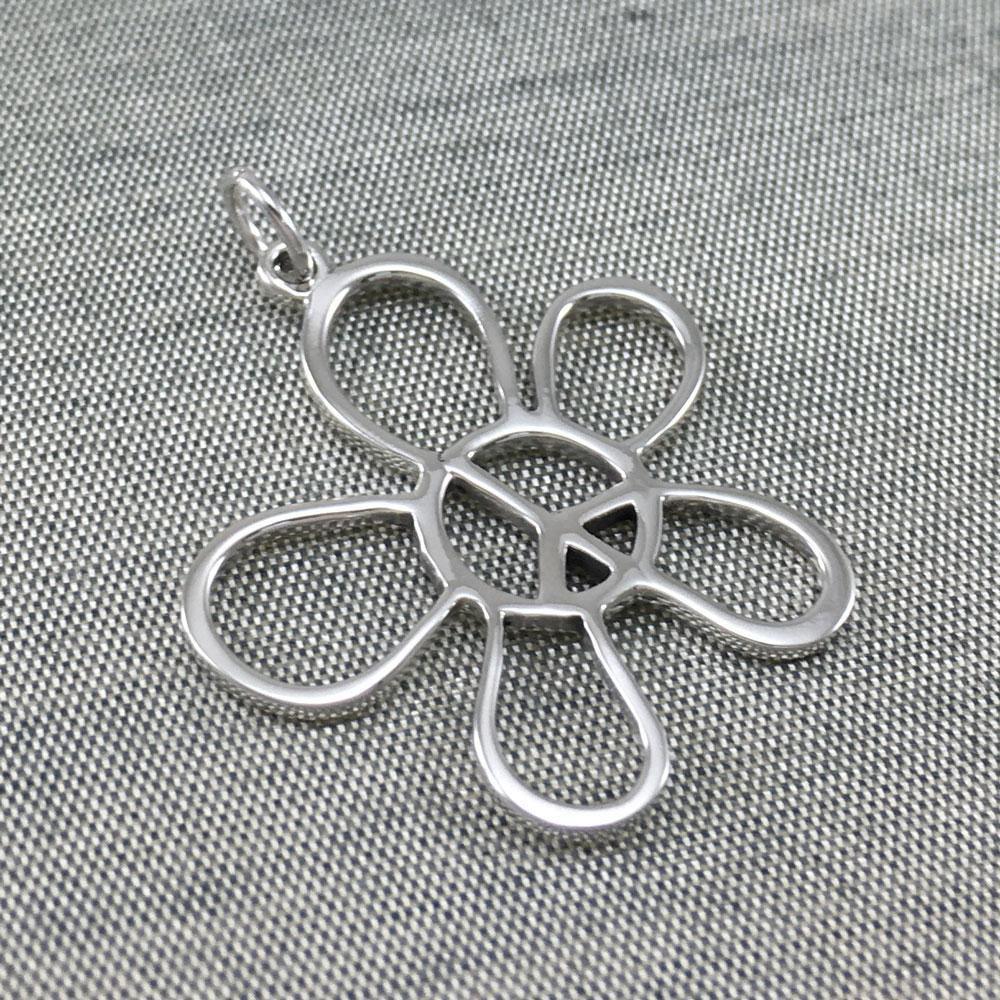 Flower Peace Silver Charm TCM398 - Wholesale Jewelry
