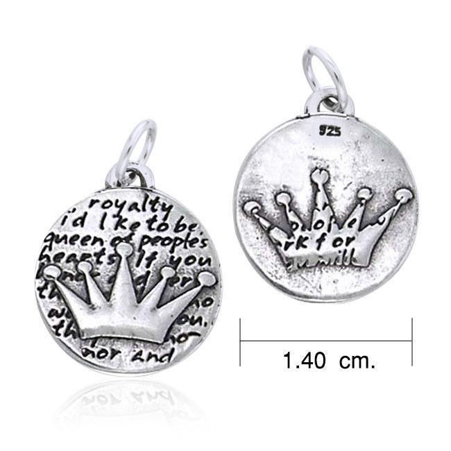 Empowering Word Crown Silver Disc Charm TCM428 Charm