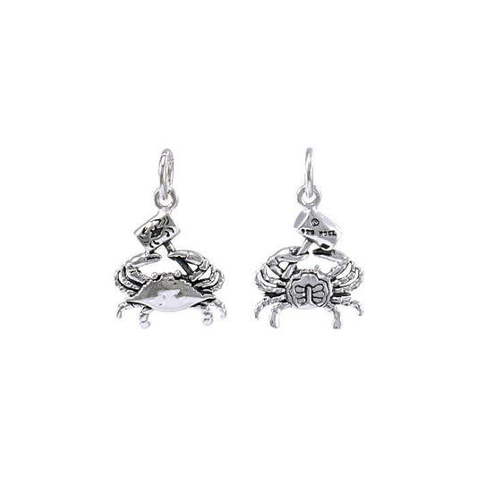 3 Dimensional Blue Crab with Hammer Silver Charm TCM574 Charm