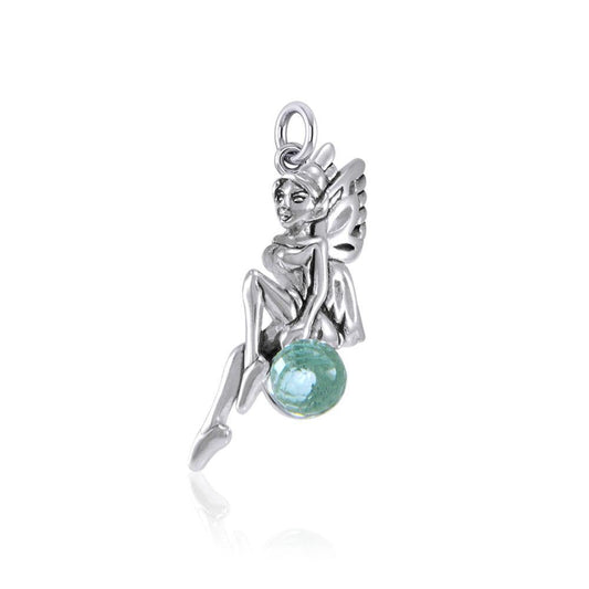 Enchanted Fairy Silver Charm with Crystal TCM636 Charm
