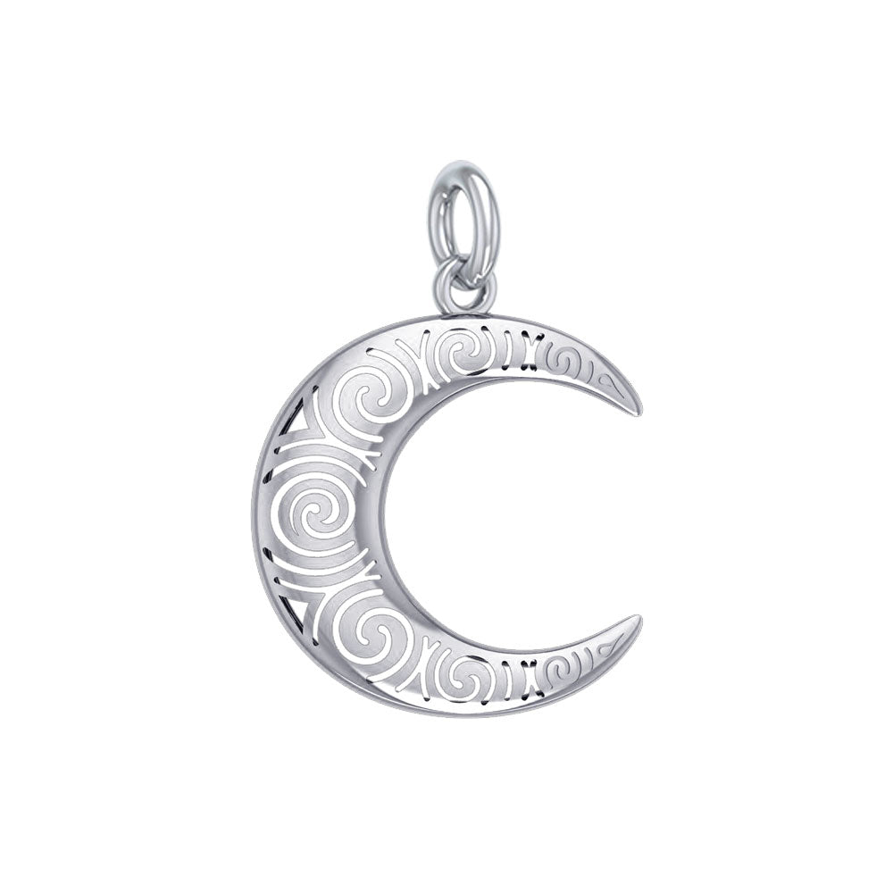 Spiral Crescent Moon Sterling Silver Charm TCM676