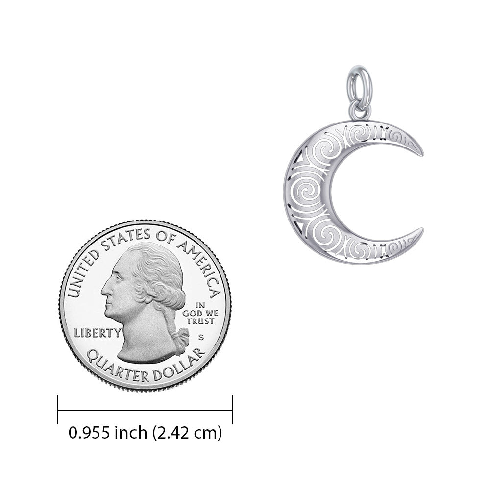 Spiral Crescent Moon Sterling Silver Charm TCM676