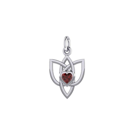 Celtic Knotwork Silver Charm with Heart Gemstone TCM698 - peterstone.dropshipping