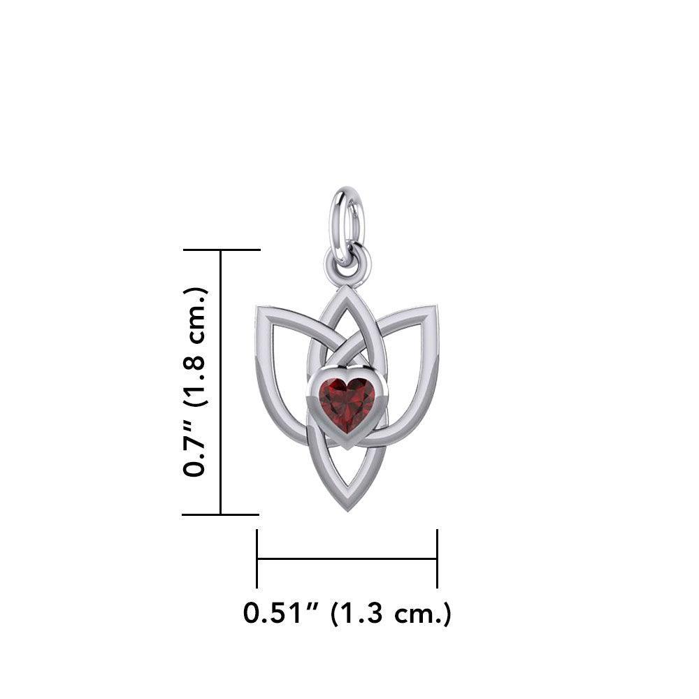 Celtic Knotwork Silver Charm with Heart Gemstone TCM698 - peterstone.dropshipping