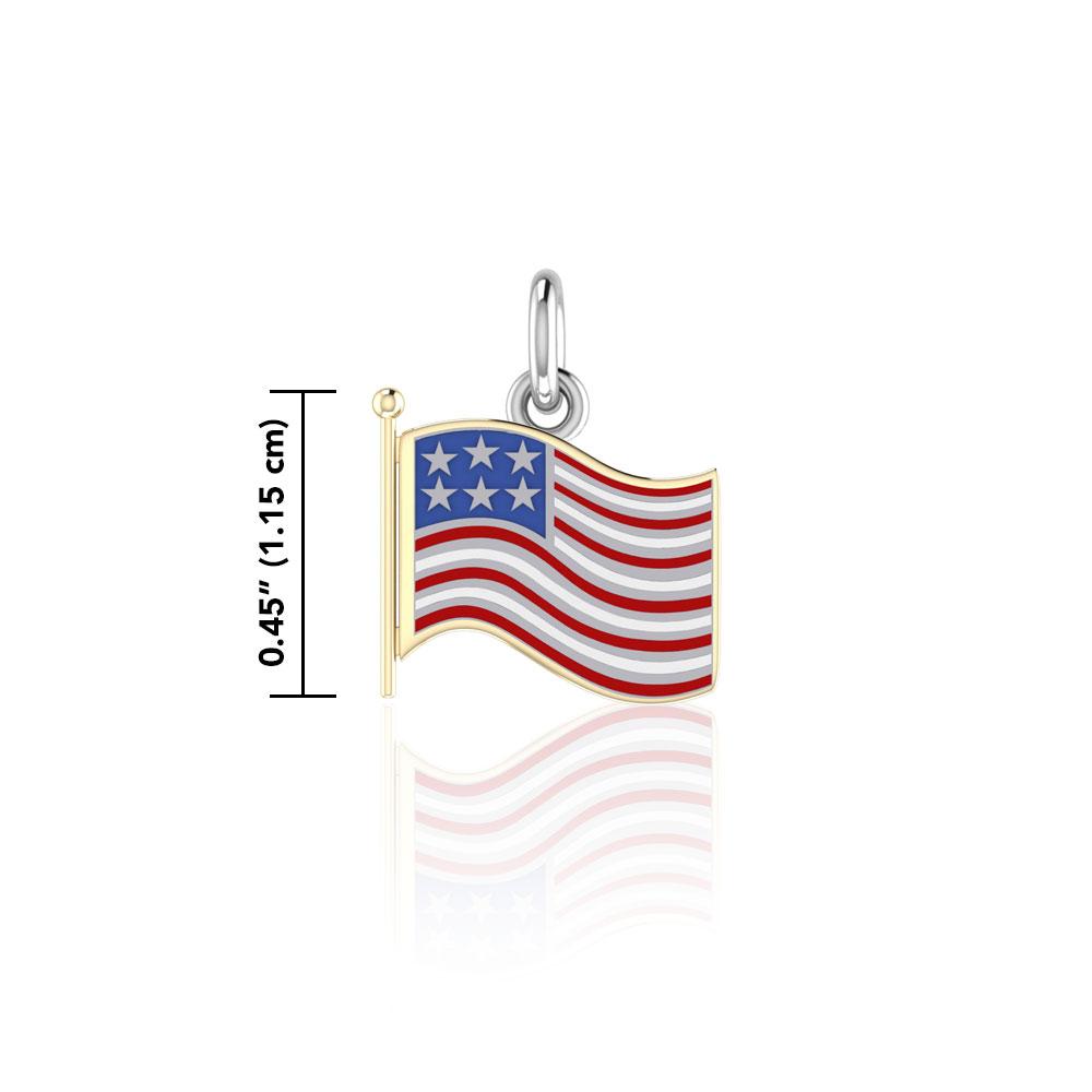 Silver and Gold American Flag with Enamel Charm TCV712 - Peter Stone Wholesale