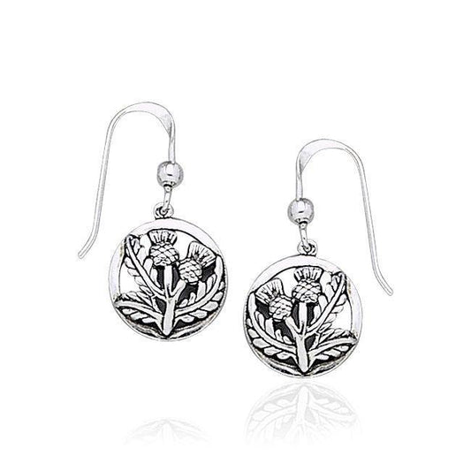 Scottish Thistle Silver Dangle Earrings TE1036 Earrings