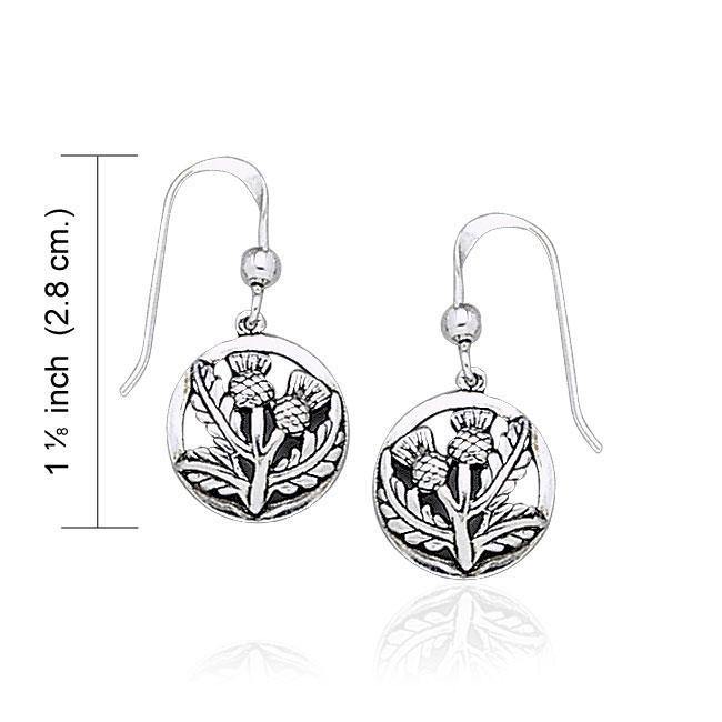 Scottish Thistle Silver Dangle Earrings TE1036 Earrings