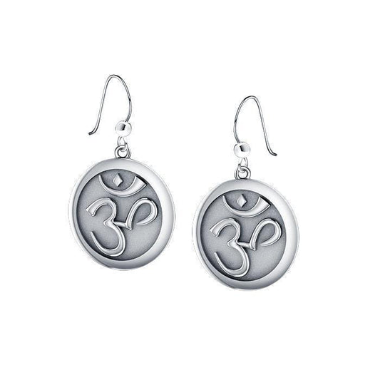 Om Meditation Silver Earrings TE1052