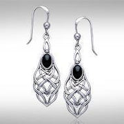 A gem of eternity ~ Celtic Knotwork Sterling Silver Dangle Earrings with Gemstone TE113 Earrings