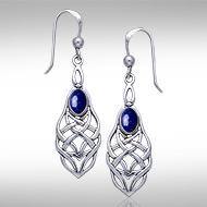 A gem of eternity ~ Celtic Knotwork Sterling Silver Dangle Earrings with Gemstone TE113 Earrings