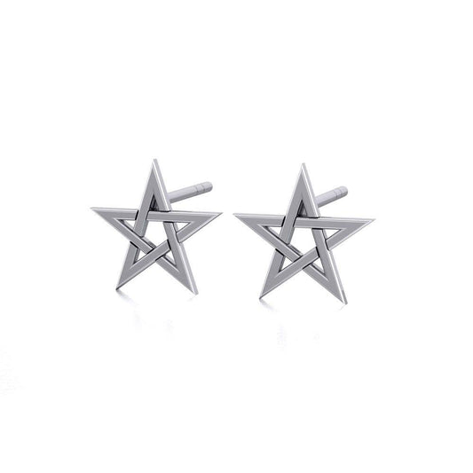 Silver Pentagram Pentacle Earrings TE1178 Earrings