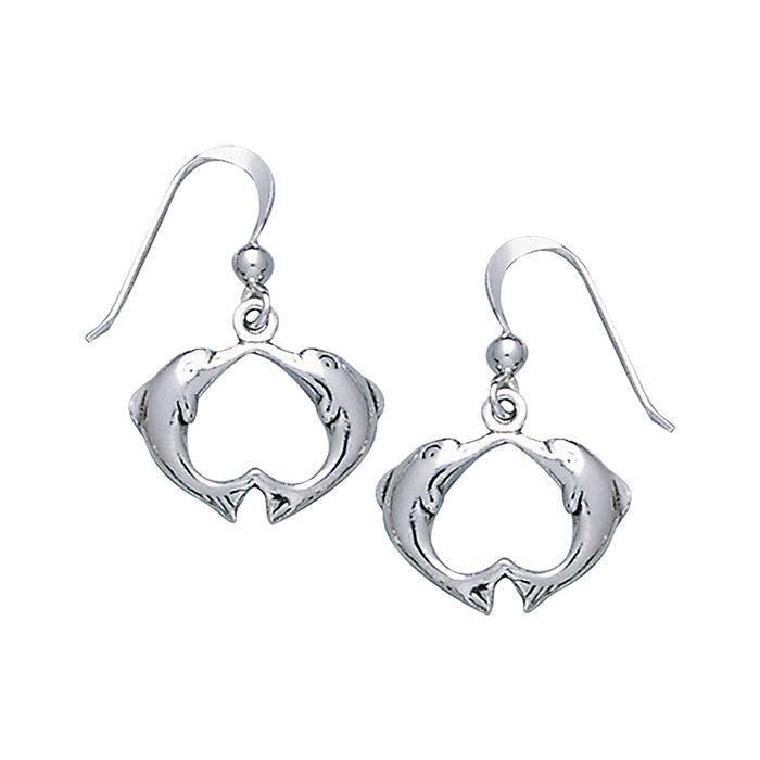 Dolphins Sterling Silver Hook Earring TE2088 - Wholesale Jewelry