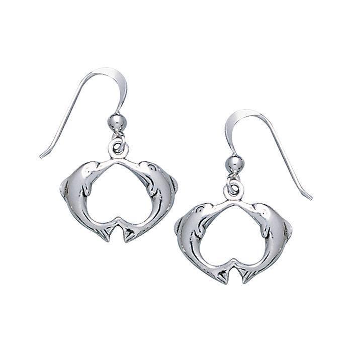 Dolphins Sterling Silver Hook Earring TE2088 - Wholesale Jewelry
