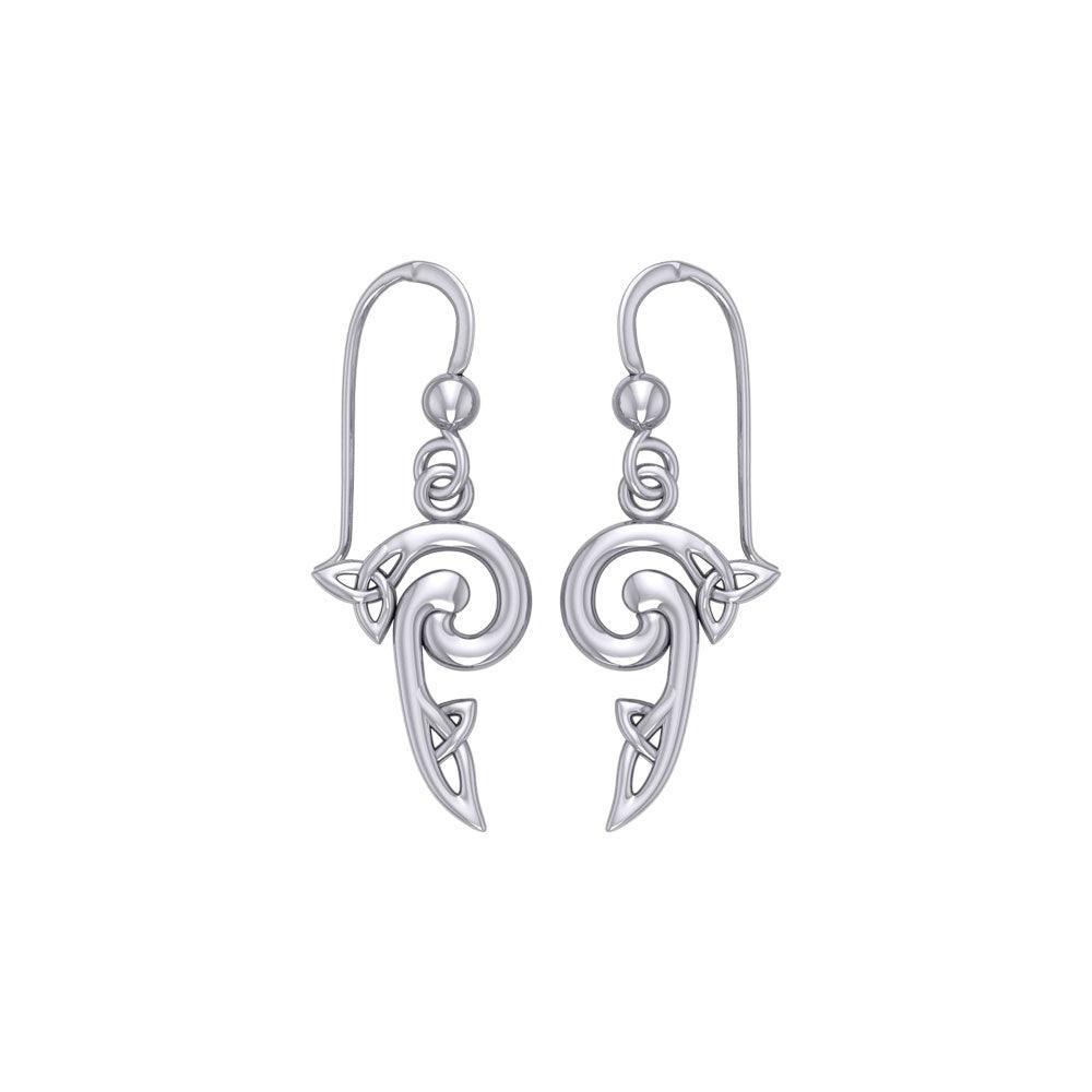 The great eternal loom of the universe ~ Sterling Silver Celtic Triquetra Hook Earrings TE2141 - peterstone.dropshipping